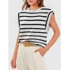 imageOFEEFAN Summer Tops Cap Sleeve Shirts Loose Fit Dressy CasualAblack Stripe