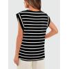 imageOFEEFAN Summer Tops Cap Sleeve Shirts Loose Fit Dressy CasualAwhite Stripe
