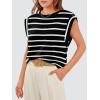 imageOFEEFAN Summer Tops Cap Sleeve Shirts Loose Fit Dressy CasualAwhite Stripe