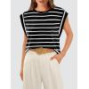 imageOFEEFAN Summer Tops Cap Sleeve Shirts Loose Fit Dressy CasualAwhite Stripe
