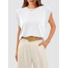 imageOFEEFAN Summer Tops Cap Sleeve Shirts Loose Fit Dressy CasualBwhite