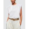 imageOFEEFAN Summer Tops Cap Sleeve Shirts Loose Fit Dressy CasualBwhite
