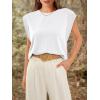 imageOFEEFAN Summer Tops Cap Sleeve Shirts Loose Fit Dressy CasualBwhite