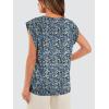 imageOFEEFAN Summer Tops Cap Sleeve Shirts Loose Fit Dressy CasualFloral Blue