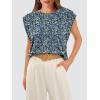 imageOFEEFAN Summer Tops Cap Sleeve Shirts Loose Fit Dressy CasualFloral Blue