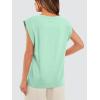 imageOFEEFAN Summer Tops Cap Sleeve Shirts Loose Fit Dressy CasualLake Green