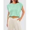 imageOFEEFAN Summer Tops Cap Sleeve Shirts Loose Fit Dressy CasualLake Green