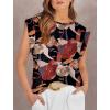 imageOFEEFAN Summer Tops Cap Sleeve Shirts Loose Fit Dressy CasualPrint Floral