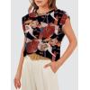 imageOFEEFAN Summer Tops Cap Sleeve Shirts Loose Fit Dressy CasualPrint Floral