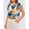 imageOFEEFAN Summer Tops Cap Sleeve Shirts Loose Fit Dressy CasualPrint Flower