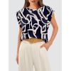 imageOFEEFAN Summer Tops Cap Sleeve Shirts Loose Fit Dressy CasualPrint Graphic