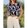 imageOFEEFAN Summer Tops Cap Sleeve Shirts Loose Fit Dressy CasualPrint Graphic