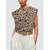 imageOFEEFAN Summer Tops Cap Sleeve Shirts Loose Fit Dressy CasualPrint Leopard