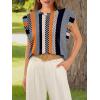 imageOFEEFAN Summer Tops Cap Sleeve Shirts Loose Fit Dressy CasualPrint Stripe