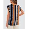 imageOFEEFAN Summer Tops Cap Sleeve Shirts Loose Fit Dressy CasualPrint Stripe