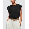 imageOFEEFAN Summer Tops Cap Sleeve Shirts Loose Fit Dressy CasualZblack