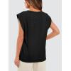 imageOFEEFAN Summer Tops Cap Sleeve Shirts Loose Fit Dressy CasualZblack