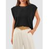 imageOFEEFAN Summer Tops Cap Sleeve Shirts Loose Fit Dressy CasualZblack