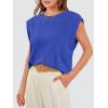 imageOFEEFAN Summer Tops Cap Sleeve Shirts Loose Fit Dressy CasualZklein Blue