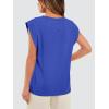 imageOFEEFAN Summer Tops Cap Sleeve Shirts Loose Fit Dressy CasualZklein Blue