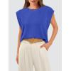 imageOFEEFAN Summer Tops Cap Sleeve Shirts Loose Fit Dressy CasualZklein Blue