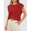 imageOFEEFAN Summer Tops Cap Sleeve Shirts Loose Fit Dressy CasualZred