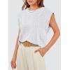 imageOFEEFAN Summer Tops Cap Sleeve Shirts Loose Fit Dressy CasualZwhite