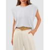 imageOFEEFAN Summer Tops Cap Sleeve Shirts Loose Fit Dressy CasualZwhite