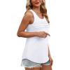 imageOFEEFAN Tank Top for Women Summer Outfits Sleeveless Blouses Dressy Casual Loose Fit Shirts Scooped Neck Pleated Front0white