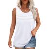 imageOFEEFAN Tank Top for Women Summer Outfits Sleeveless Blouses Dressy Casual Loose Fit Shirts Scooped Neck Pleated Front0white