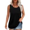 imageOFEEFAN Tank Top for Women Summer Outfits Sleeveless Blouses Dressy Casual Loose Fit Shirts Scooped Neck Pleated Front1black