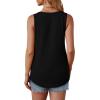 imageOFEEFAN Tank Top for Women Summer Outfits Sleeveless Blouses Dressy Casual Loose Fit Shirts Scooped Neck Pleated Front1black