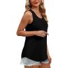 imageOFEEFAN Tank Top for Women Summer Outfits Sleeveless Blouses Dressy Casual Loose Fit Shirts Scooped Neck Pleated Front1black