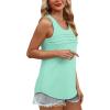 imageOFEEFAN Tank Top for Women Summer Outfits Sleeveless Blouses Dressy Casual Loose Fit Shirts Scooped Neck Pleated Front2aqua