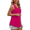 imageOFEEFAN Tank Top for Women Summer Outfits Sleeveless Blouses Dressy Casual Loose Fit Shirts Scooped Neck Pleated Front2hot Pink