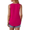 imageOFEEFAN Tank Top for Women Summer Outfits Sleeveless Blouses Dressy Casual Loose Fit Shirts Scooped Neck Pleated Front2hot Pink