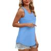 imageOFEEFAN Tank Top for Women Summer Outfits Sleeveless Blouses Dressy Casual Loose Fit Shirts Scooped Neck Pleated Front2light Blue