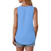 imageOFEEFAN Tank Top for Women Summer Outfits Sleeveless Blouses Dressy Casual Loose Fit Shirts Scooped Neck Pleated Front2light Blue