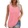 imageOFEEFAN Tank Top for Women Summer Outfits Sleeveless Blouses Dressy Casual Loose Fit Shirts Scooped Neck Pleated Front2light Pink