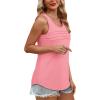 imageOFEEFAN Tank Top for Women Summer Outfits Sleeveless Blouses Dressy Casual Loose Fit Shirts Scooped Neck Pleated Front2light Pink
