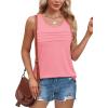 imageOFEEFAN Tank Top for Women Summer Outfits Sleeveless Blouses Dressy Casual Loose Fit Shirts Scooped Neck Pleated Front2light Pink