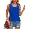 imageOFEEFAN Tank Top for Women Summer Outfits Sleeveless Blouses Dressy Casual Loose Fit Shirts Scooped Neck Pleated Front2royal Blue