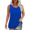 imageOFEEFAN Tank Top for Women Summer Outfits Sleeveless Blouses Dressy Casual Loose Fit Shirts Scooped Neck Pleated Front2royal Blue
