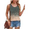 imageOFEEFAN Tank Top for Women Summer Outfits Sleeveless Blouses Dressy Casual Loose Fit Shirts Scooped Neck Pleated Front3tiedye Greycoral