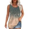 imageOFEEFAN Tank Top for Women Summer Outfits Sleeveless Blouses Dressy Casual Loose Fit Shirts Scooped Neck Pleated Front3tiedye Greycoral