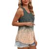 imageOFEEFAN Tank Top for Women Summer Outfits Sleeveless Blouses Dressy Casual Loose Fit Shirts Scooped Neck Pleated Front3tiedye Greycoral
