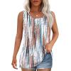 imageOFEEFAN Tank Top for Women Summer Outfits Sleeveless Blouses Dressy Casual Loose Fit Shirts Scooped Neck Pleated Front3tiedye Multicolor