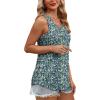 imageOFEEFAN Tank Top for Women Summer Outfits Sleeveless Blouses Dressy Casual Loose Fit Shirts Scooped Neck Pleated Front4floral Blue