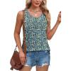 imageOFEEFAN Tank Top for Women Summer Outfits Sleeveless Blouses Dressy Casual Loose Fit Shirts Scooped Neck Pleated Front4floral Blue