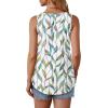 imageOFEEFAN Tank Top for Women Summer Outfits Sleeveless Blouses Dressy Casual Loose Fit Shirts Scooped Neck Pleated Front4floral Leaf